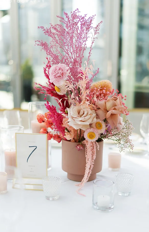 All pinks for a Lytle Park rooftop wedding
