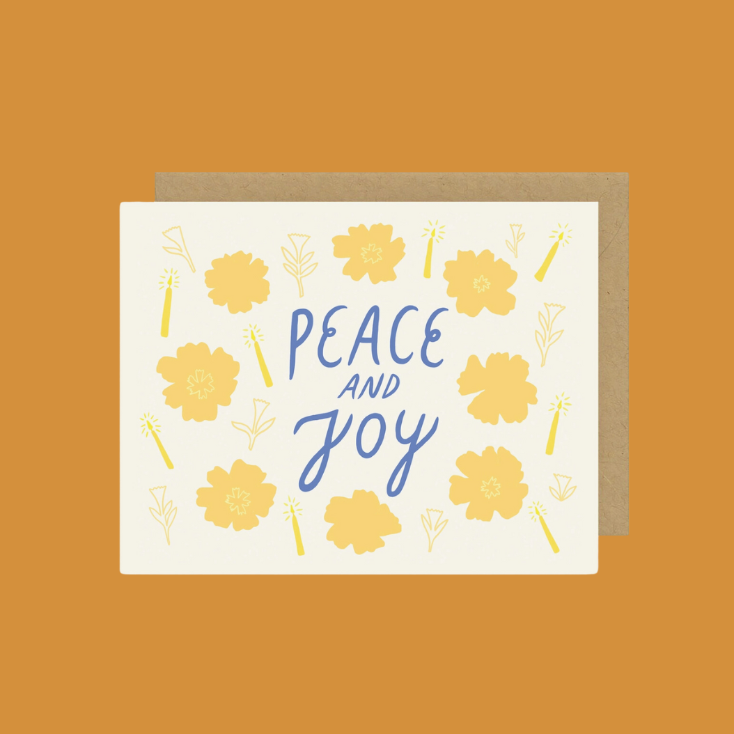 Floral Peace and Joy Holiday Greeting Card