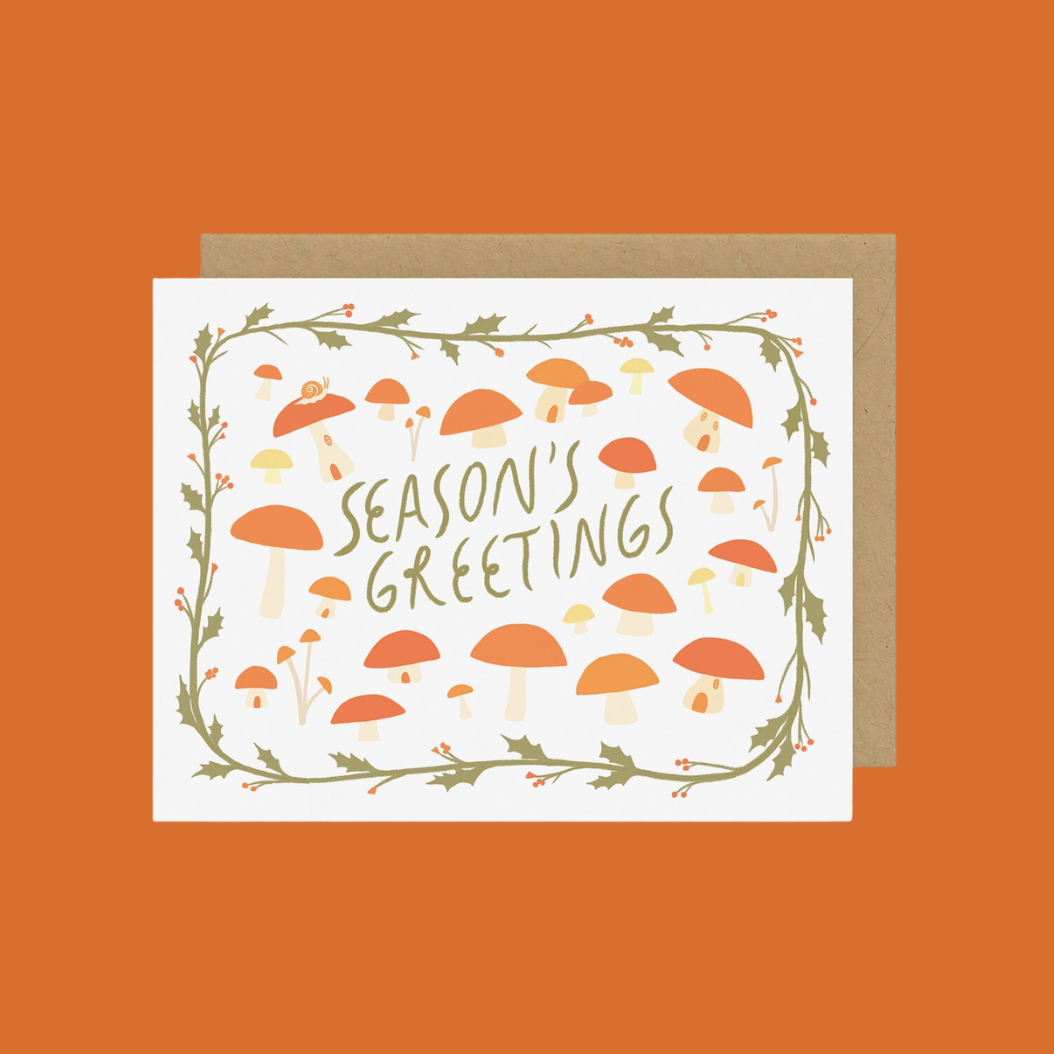 Mushroom Seasons Holiday Greeting Card