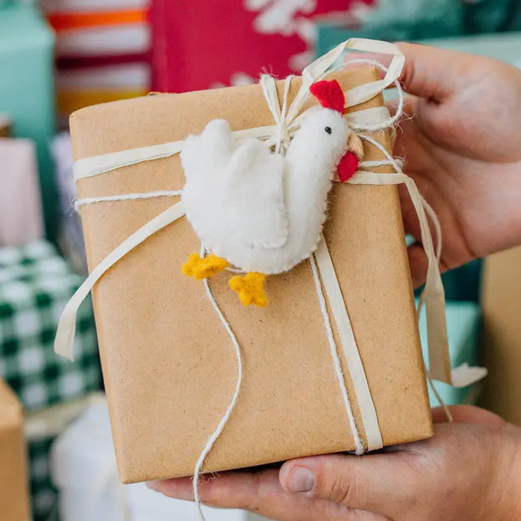 Holiday Chicken Felt Ornament
