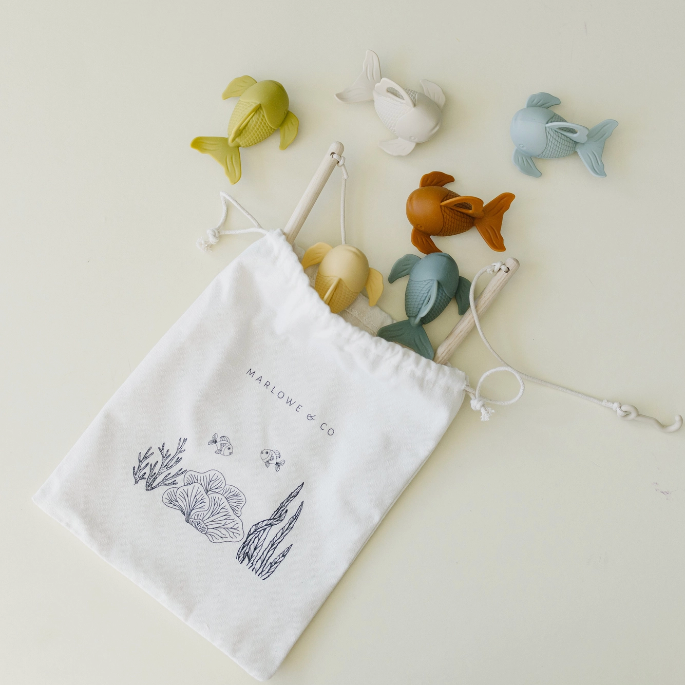 Silicone and Wood Fishing Play Set