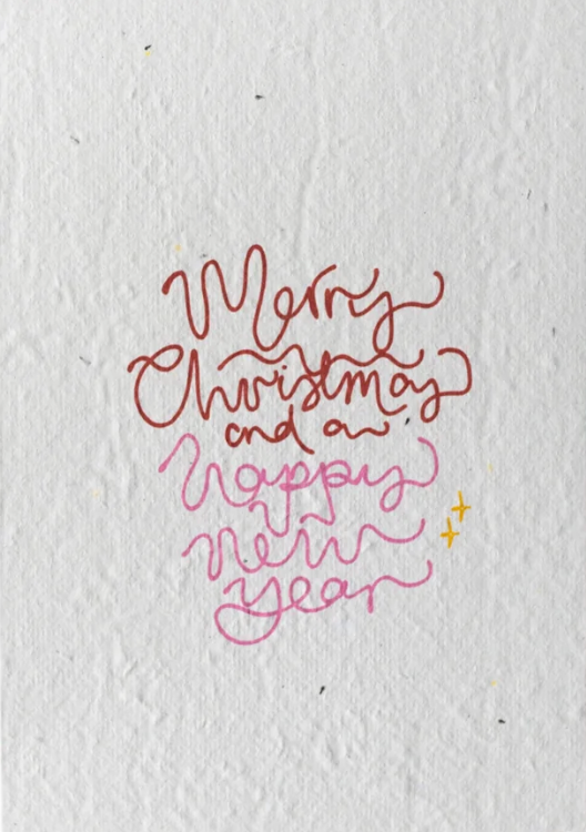 Merry Christmas And A Happy New Year Pink Seed Card