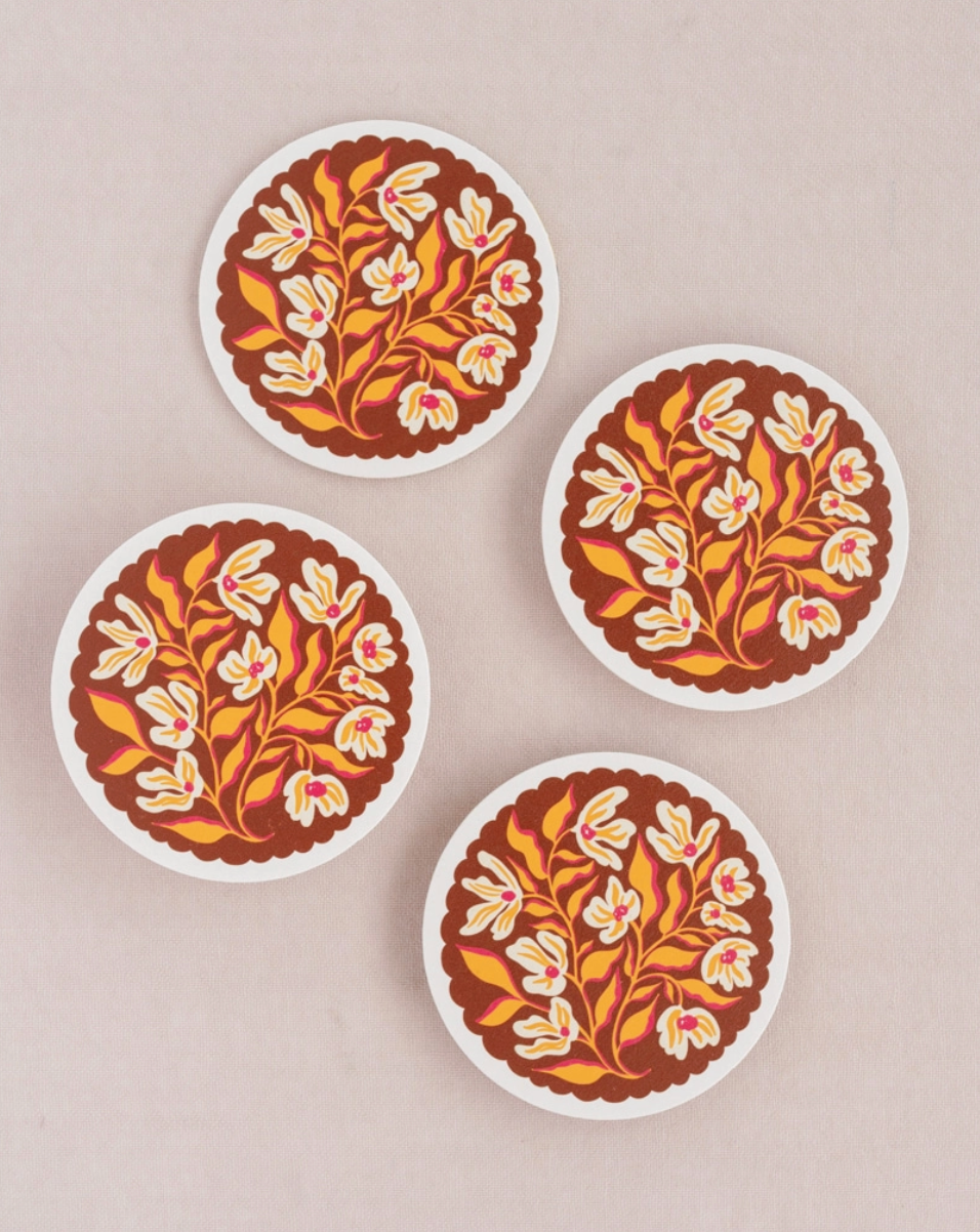 Floral coaster set 
