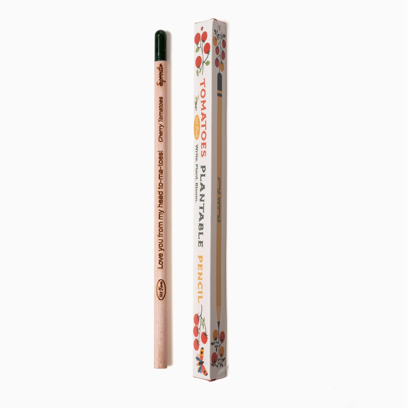 Plantable pencil with packaging on a white background