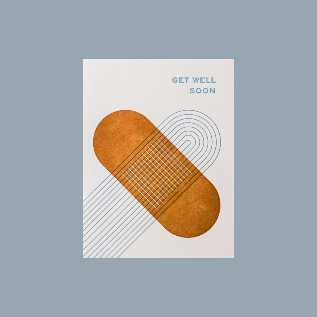 Get Well Soon Bandaid Letterpress Card