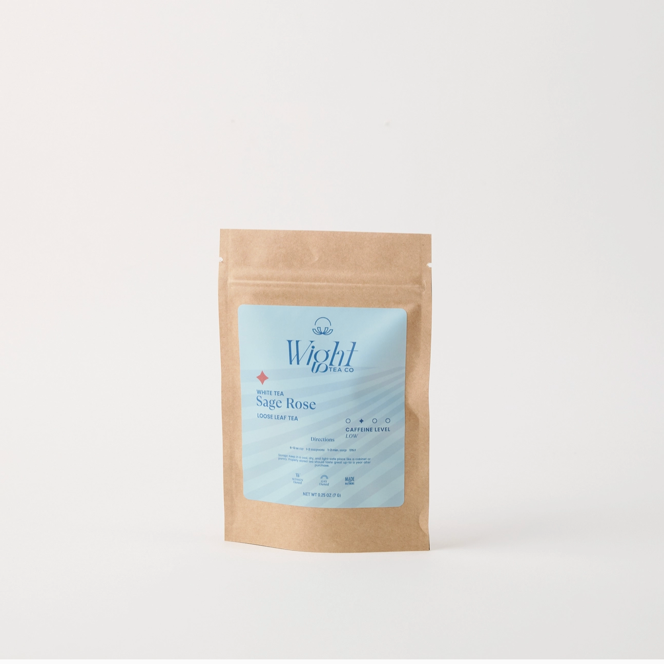 Sage Rose White Tea Loose Leaf Tea Bag Pouch